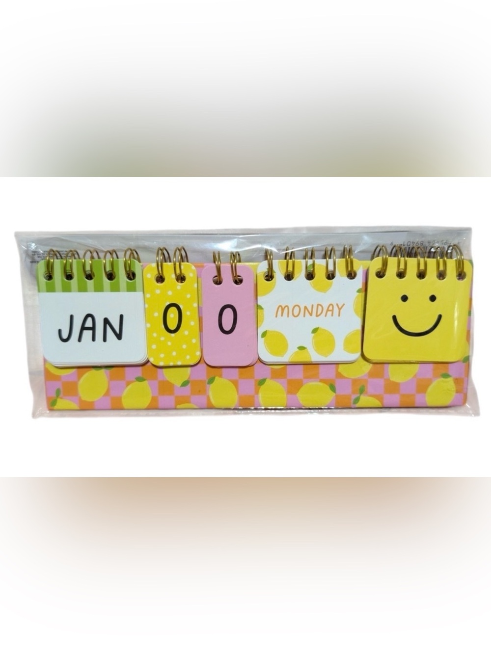 Lemon Print Perpetual Flip Desk Calendar Cute Office Decor NEW